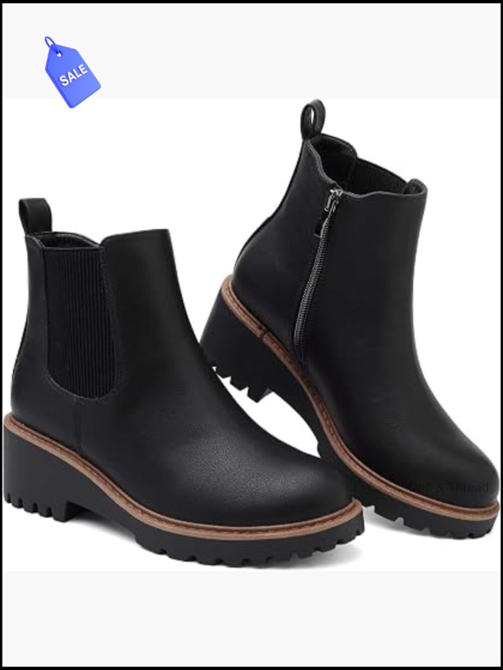 Women's Chelsea Wedge Boots Side Zip Lug Sole Round Toe Ankle Booties